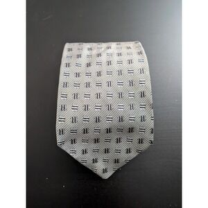 Banana Republic Italy Silk Tie Necktie 58" Gray Geometric Pattern‎